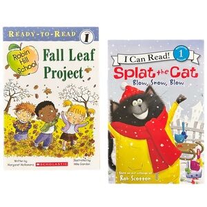 ✅ 5 for $25 - I Can Read! Splat the Cat & Scholastic Fall Leaf Project, Set of 2